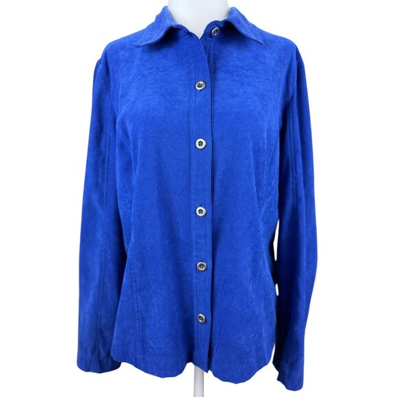 NEW Studio Works Button Up Blazer Jacket Womens 10 Blue Pockets Lined Collared - Picture 2 of 9